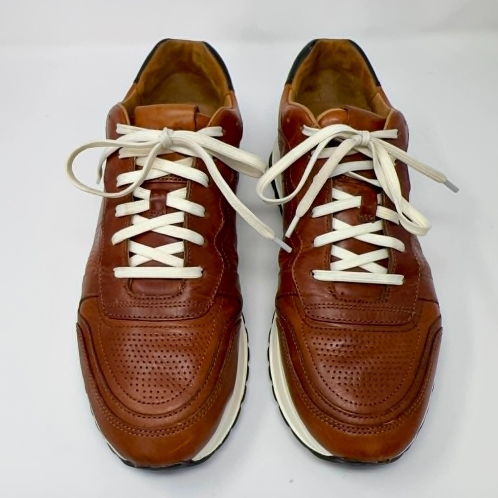Allen Edmonds Port Washington Leather Sneakers Mens 9 D Brown Pantina USA Shoe - Picture 6 of 12